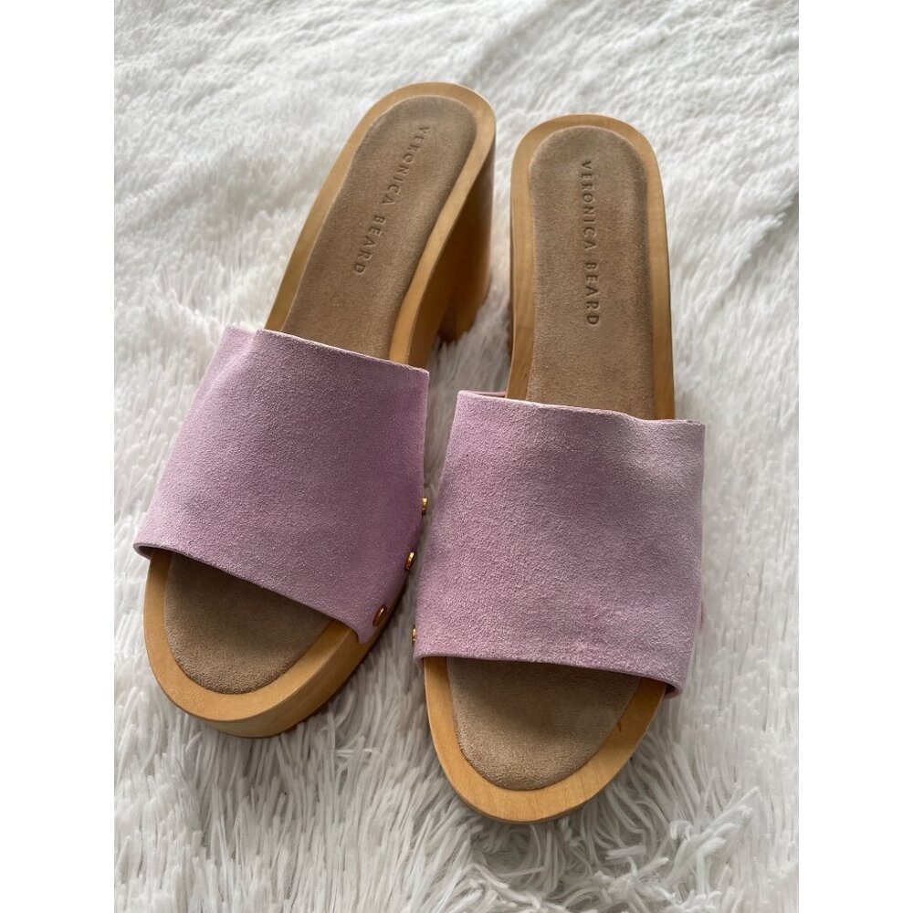 VERONICA BEARD Hannalee Suede Platform Clogs Lavender Size 10 - Picture 2 of 11